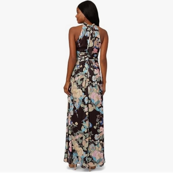Adrianna Papell Chiffon Printed Halter Gown - Picture 2 of 12